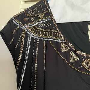 Twelfth Street by Cynthia Vincent - Black Sequin Cutout Dress 100% Silk